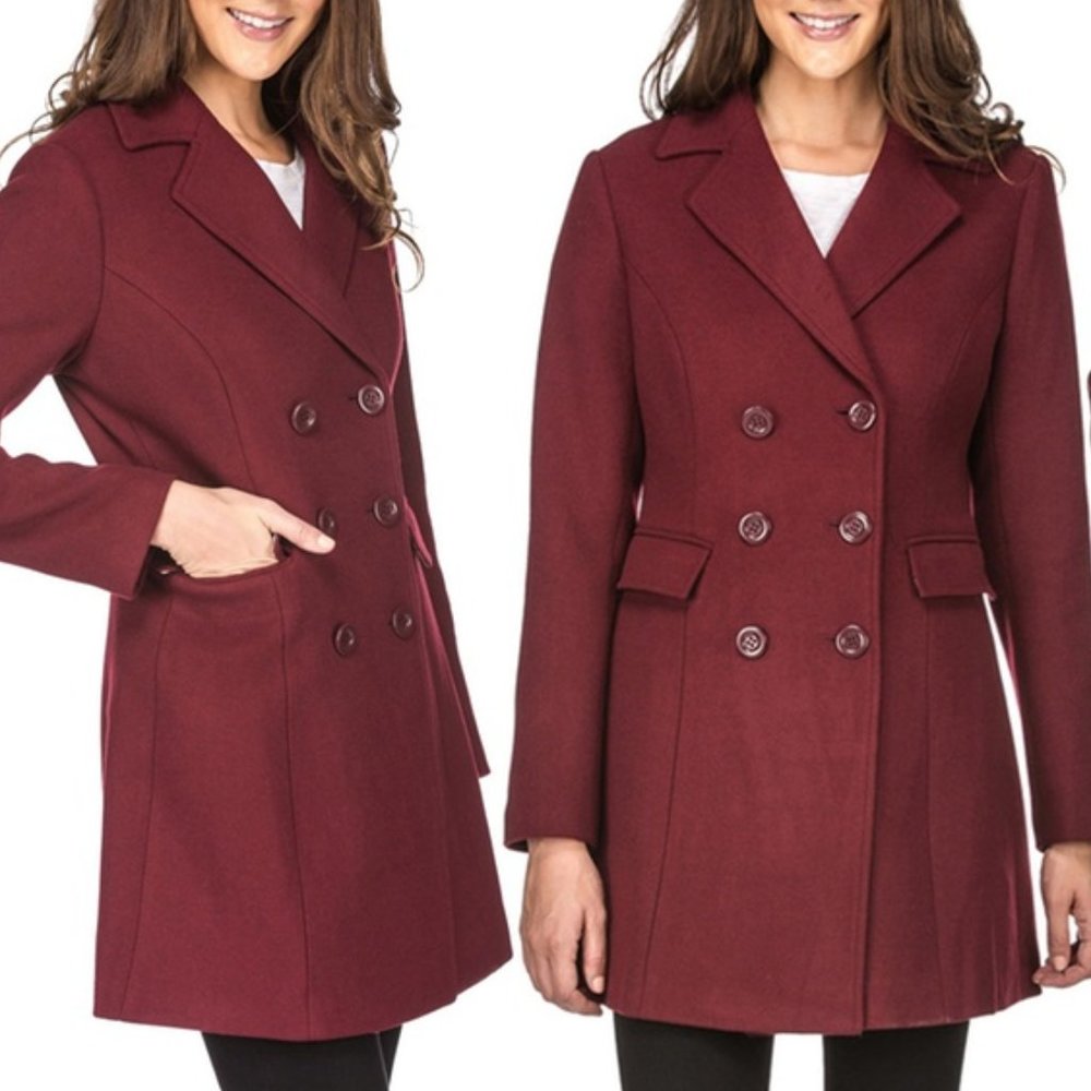 Women'S Double Breasted Wool Blend Coat XL